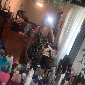 Long black floral dress